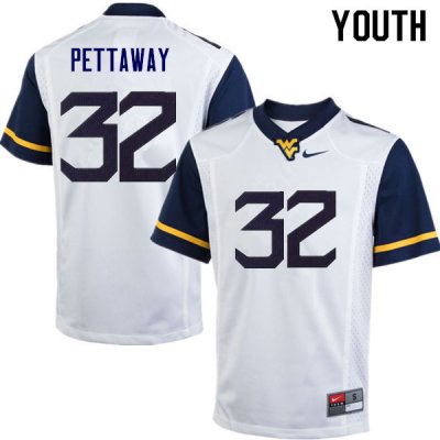 Youth West Virginia Mountaineers NCAA #32 Martell Pettaway White Authentic Nike Stitched College Football Jersey AV15N83CE